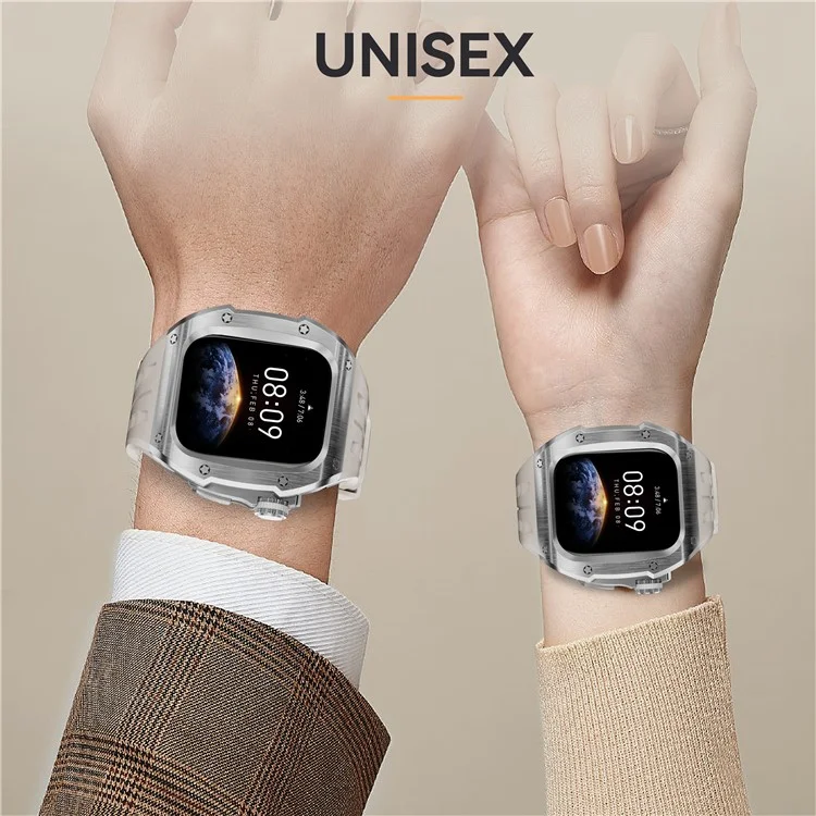 SHELLBOX For Apple Watch Series 10 46mm Metal Anti Drop Modification Watch Case with Band - Steel Color+White