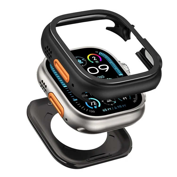 Pour Apple Watch Ultra 2 / Ultra 49mm Boîtier de montre en alliage de zinc + Couvercle de protection en PC - Noir