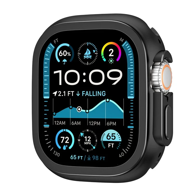 Pour Apple Watch Ultra 2 / Ultra 49mm Boîtier de montre en alliage de zinc + Couvercle de protection en PC - Noir