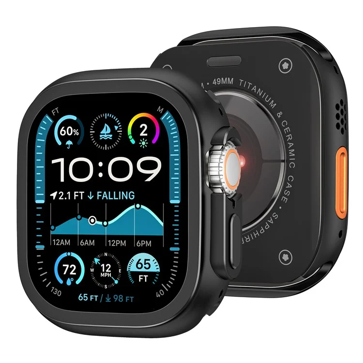 Pour Apple Watch Ultra 2 / Ultra 49mm Boîtier de montre en alliage de zinc + Couvercle de protection en PC - Noir