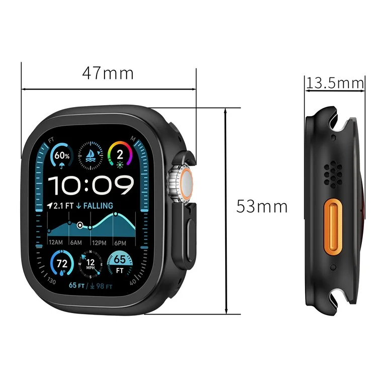 Pour Apple Watch Ultra 2 / Ultra 49mm Boîtier de montre en alliage de zinc + Couvercle de protection en PC - Noir