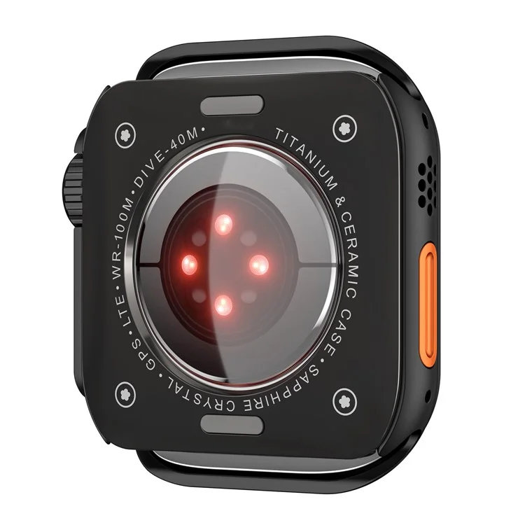 Capa protetora para Apple Watch Series 9 / 8 / 7 45mm, feita de liga de zinco e PC - Preta