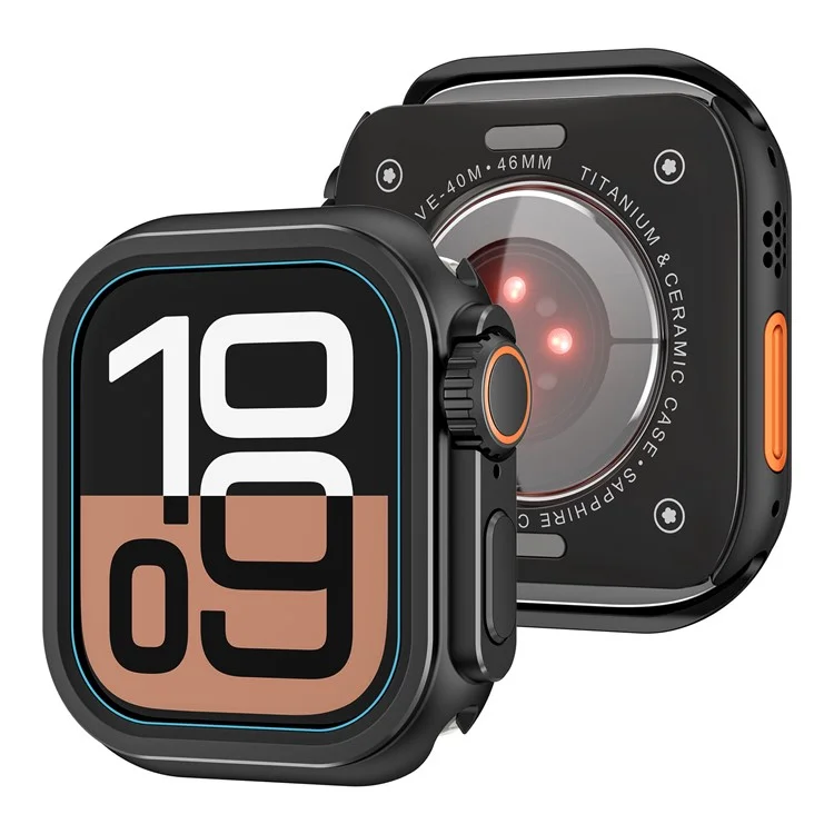 Capa protetora para Apple Watch Series 9 / 8 / 7 45mm, feita de liga de zinco e PC - Preta