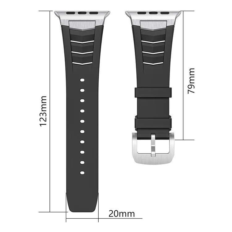 Cinturino in fluoroelastomero per Apple Watch Series 10 Ultra 9 8 7 SE 6 5 4 3 2 1 da 46 mm, 49 mm, 45 mm, 44 mm, 42 mm con fibbia in acciaio inossidabile - Arancione