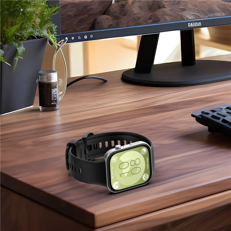 Bulk Purchasing For Huawei Watch Fit 3 Silicone Watch Band Wrist Strap with Color Matched Buckle - Black