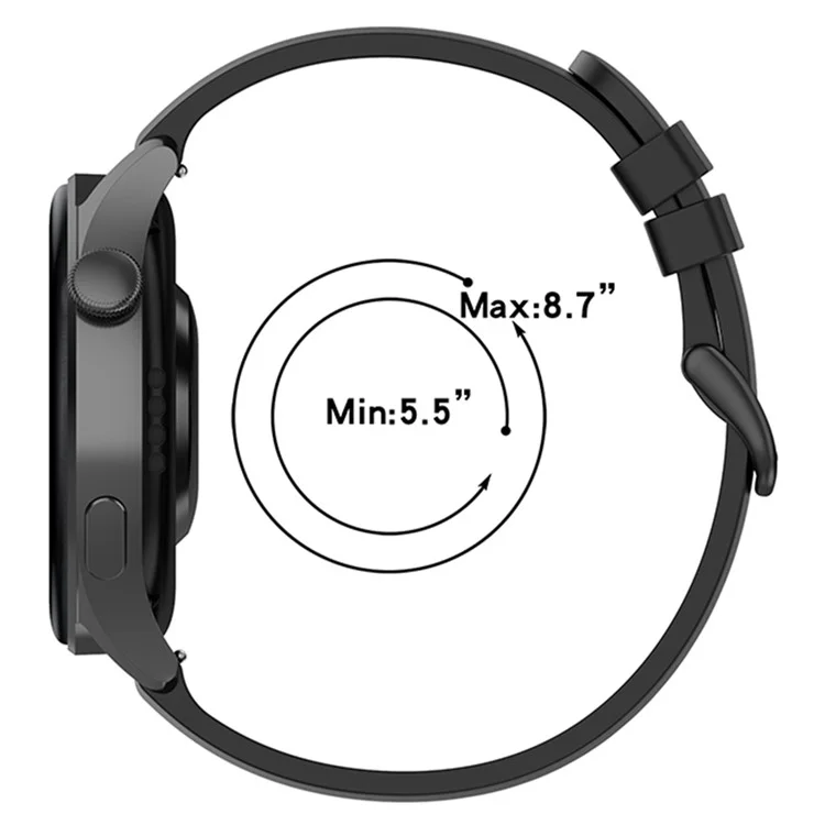Massenankauf 22 mm Silikonarmband für Samsung Galaxy Watch3 45 mm / 41 mm / Huawei Watch 3 Rundschlaufe - Schwarz + Schwarze Schnalle
