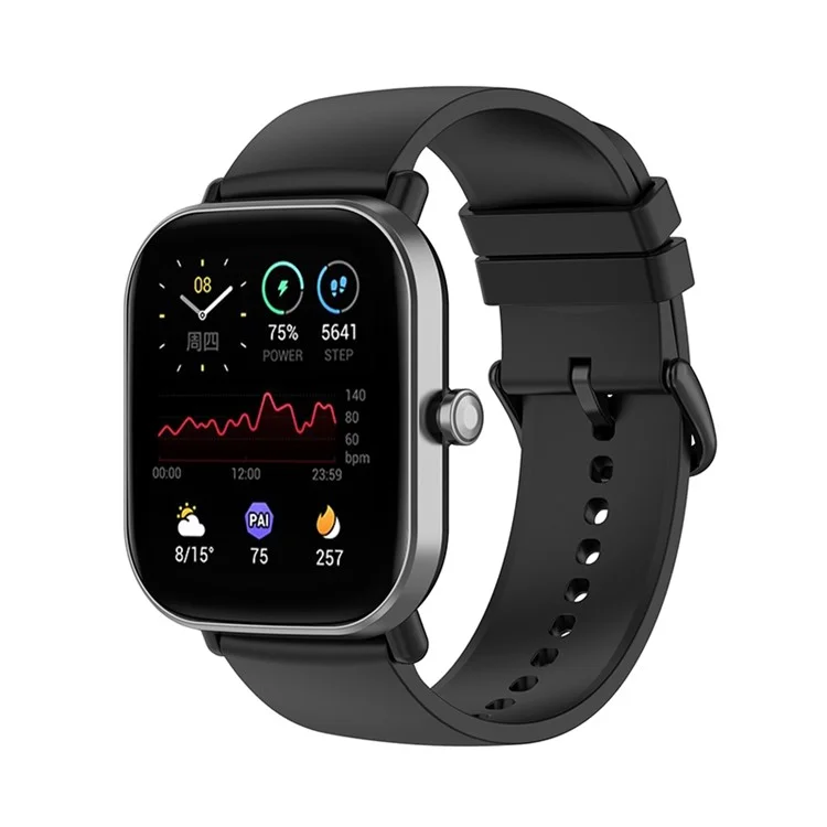 Compra em Atacado de Pulseira de Silicone de 20mm para Samsung Galaxy Watch3 41mm / Watch Active2 Fecho Redondo - Preto+Fivela Preta