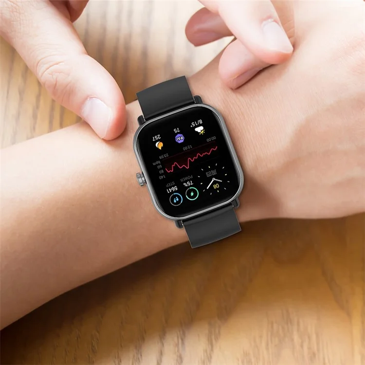 Compra em Atacado de Pulseira de Silicone de 20mm para Samsung Galaxy Watch3 41mm / Watch Active2 Fecho Redondo - Preto+Fivela Preta