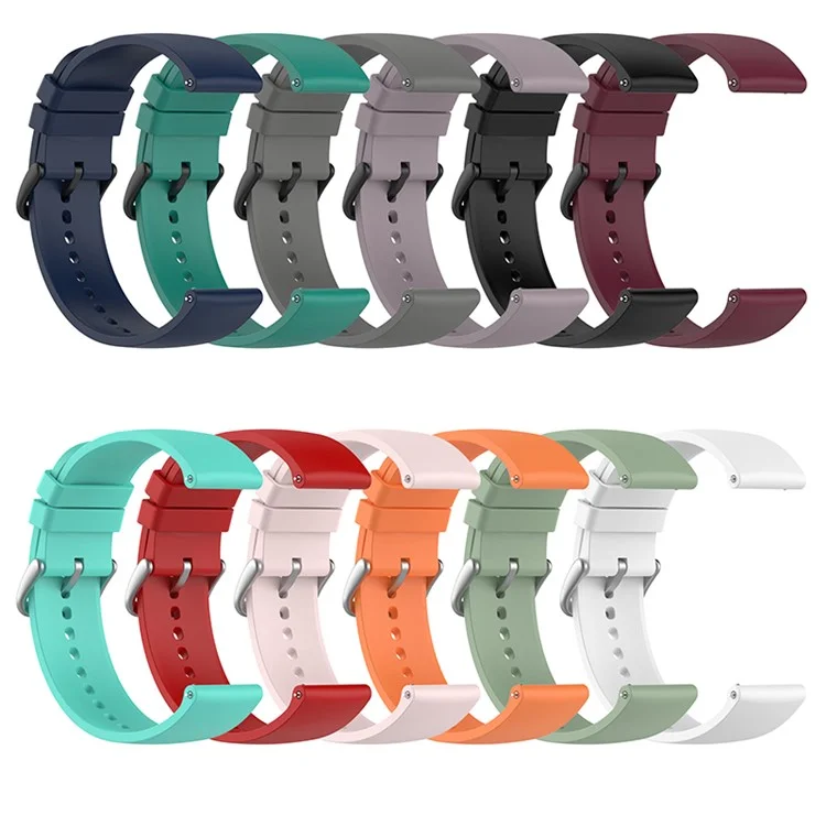 Compra em Atacado de Pulseira de Silicone de 20mm para Samsung Galaxy Watch3 41mm / Watch Active2 Fecho Redondo - Preto+Fivela Preta