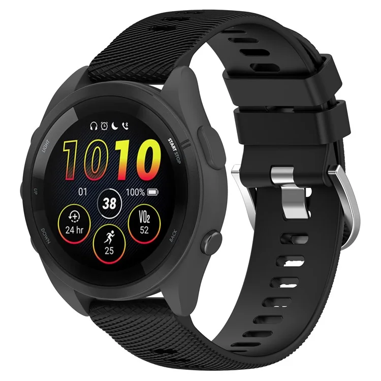 Achat en vrac de bracelets en silicone 22 mm pour Garmin Forerunner 265 / 255 avec texture croisée - Noir