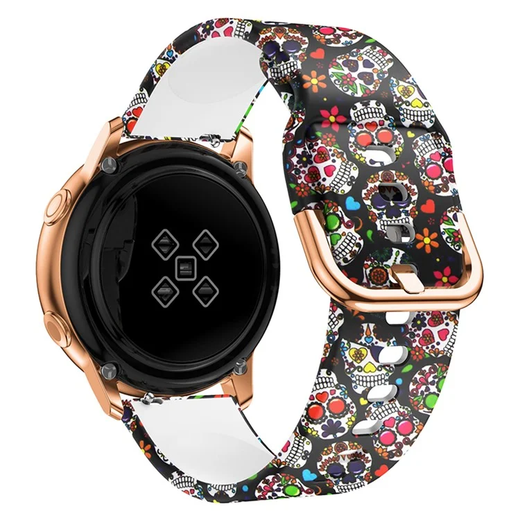 Оптовая покупка 20-миллиметрового силиконового ремешка для часов для Samsung Galaxy Watch3 41 мм / Watch Active / Garmin Vivomove 3 с узорчатым принтом - Разноцветный череп