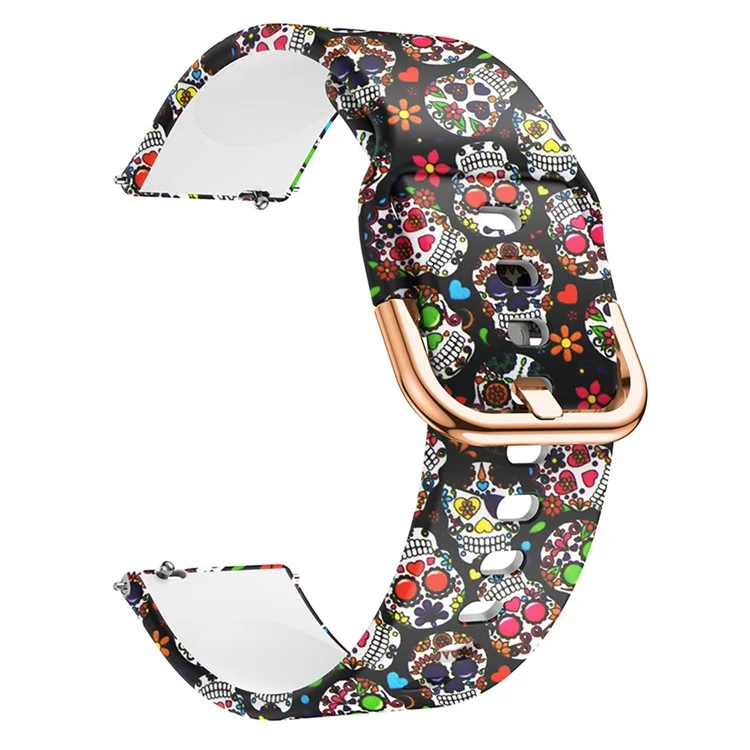 Оптовая покупка 20-миллиметрового силиконового ремешка для часов для Samsung Galaxy Watch3 41 мм / Watch Active / Garmin Vivomove 3 с узорчатым принтом - Разноцветный череп
