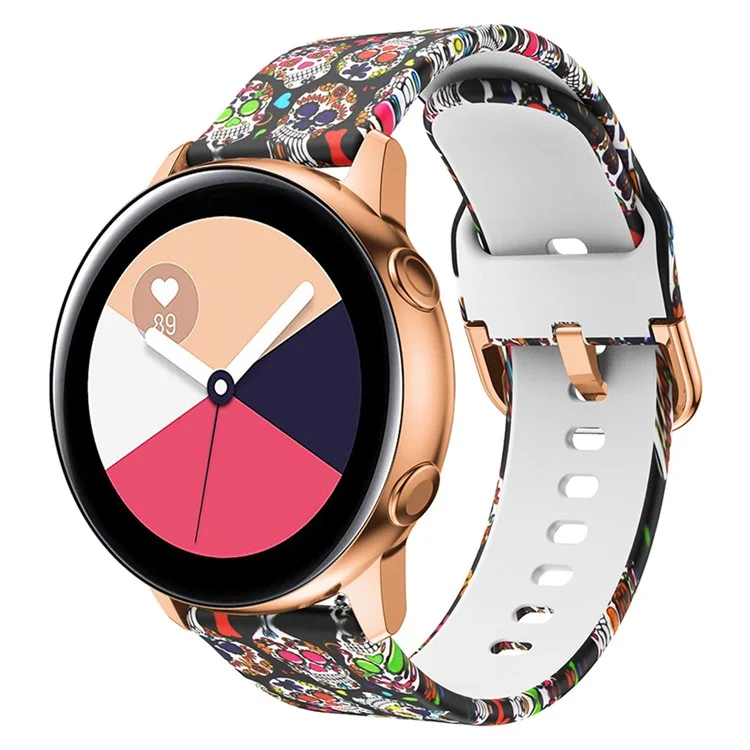 Оптовая покупка 20-миллиметрового силиконового ремешка для часов для Samsung Galaxy Watch3 41 мм / Watch Active / Garmin Vivomove 3 с узорчатым принтом - Разноцветный череп