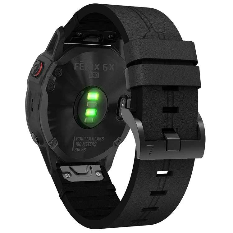 Compra al por mayor de correa de reloj de cuero genuino de vaca para Garmin Fenix 6X - Negro