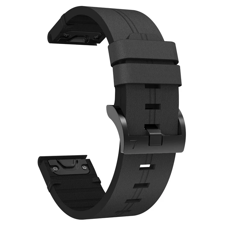 Compra al por mayor de correa de reloj de cuero genuino de vaca para Garmin Fenix 6X - Negro