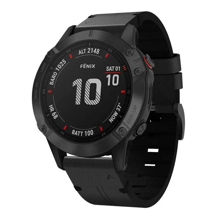 Compra al por mayor de correa de reloj de cuero genuino de vaca para Garmin Fenix 6X - Negro
