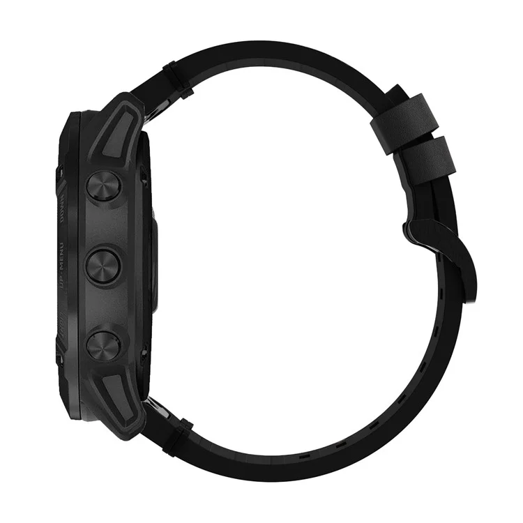 Compra al por mayor de correa de reloj de cuero genuino de vaca para Garmin Fenix 6X - Negro