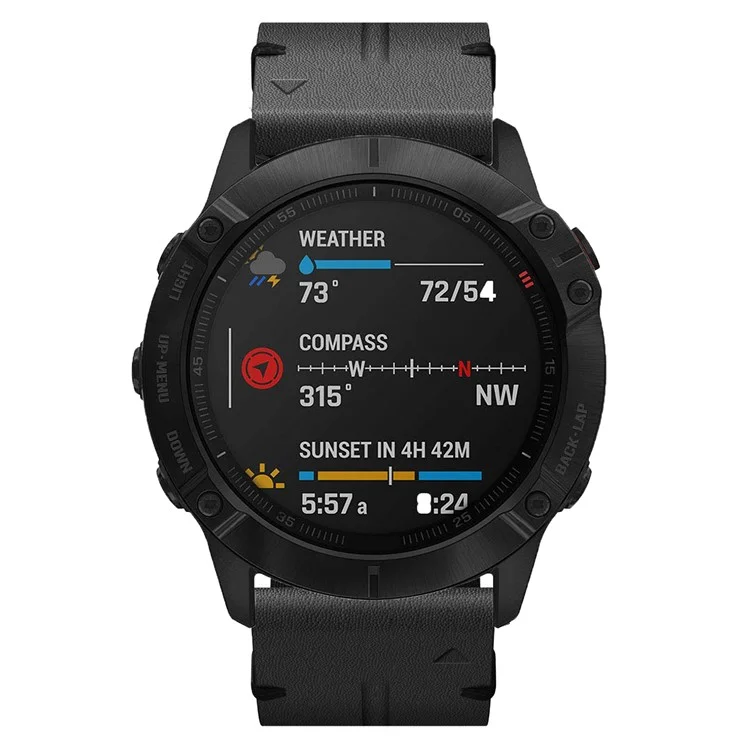 Compra al por mayor de correa de reloj de cuero genuino de vaca para Garmin Fenix 6X - Negro