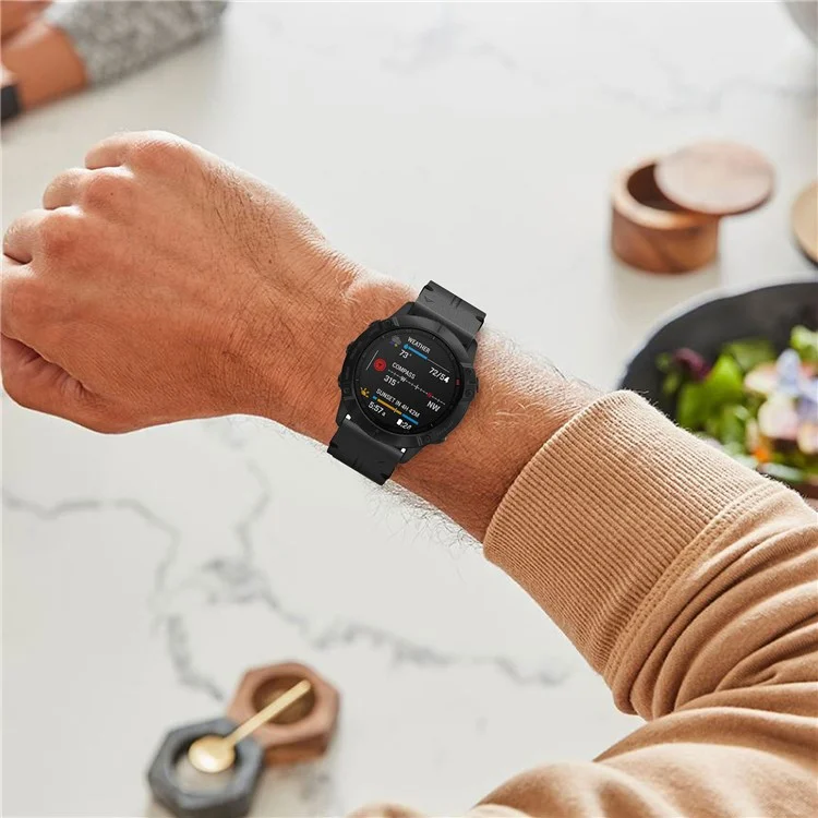 Compra al por mayor de correa de reloj de cuero genuino de vaca para Garmin Fenix 6X - Negro