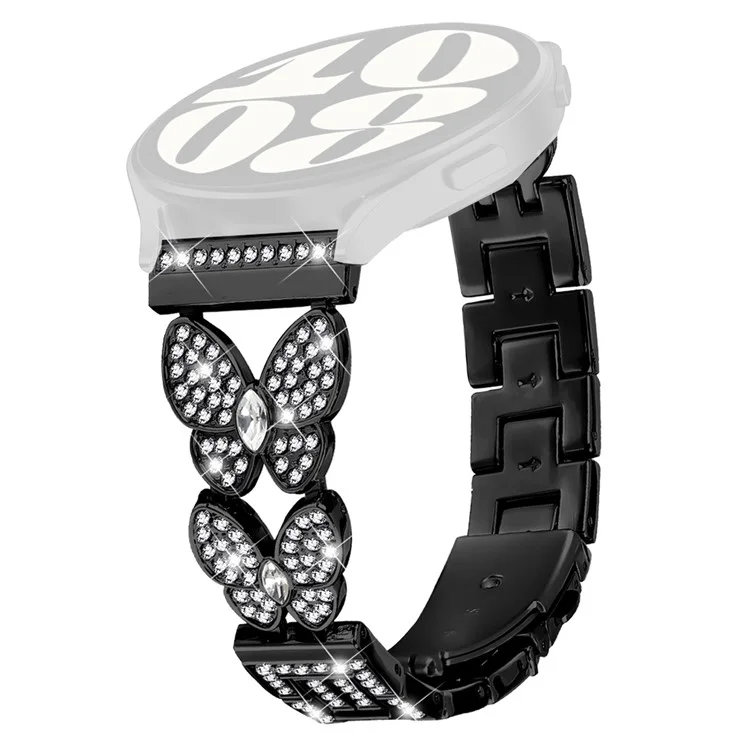 Für Xiaomi Watch S2 46mm / S2 42mm Metallband Schmetterling Strass Dekor Uhrenarmband - Schwarz