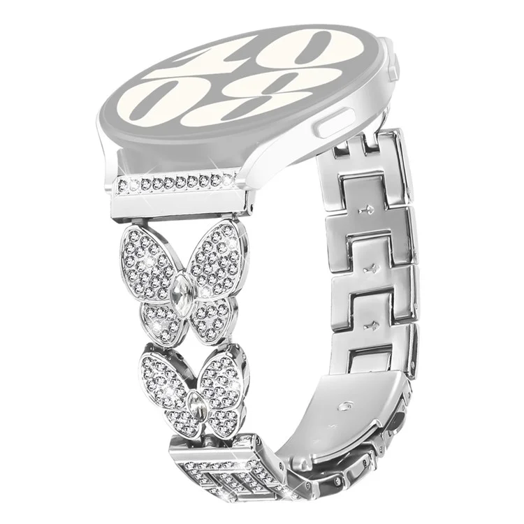 Für Xiaomi Watch S1 Pro Band Butterfly Rhinestones Dekor Silber Legierung Metall Uhrenarmband