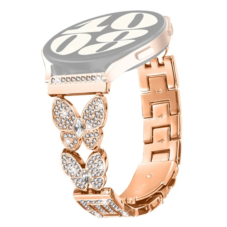 Cinturino per orologio Xiaomi Watch S1 Pro in metallo con decorazione a farfalla e strass - Oro rosa