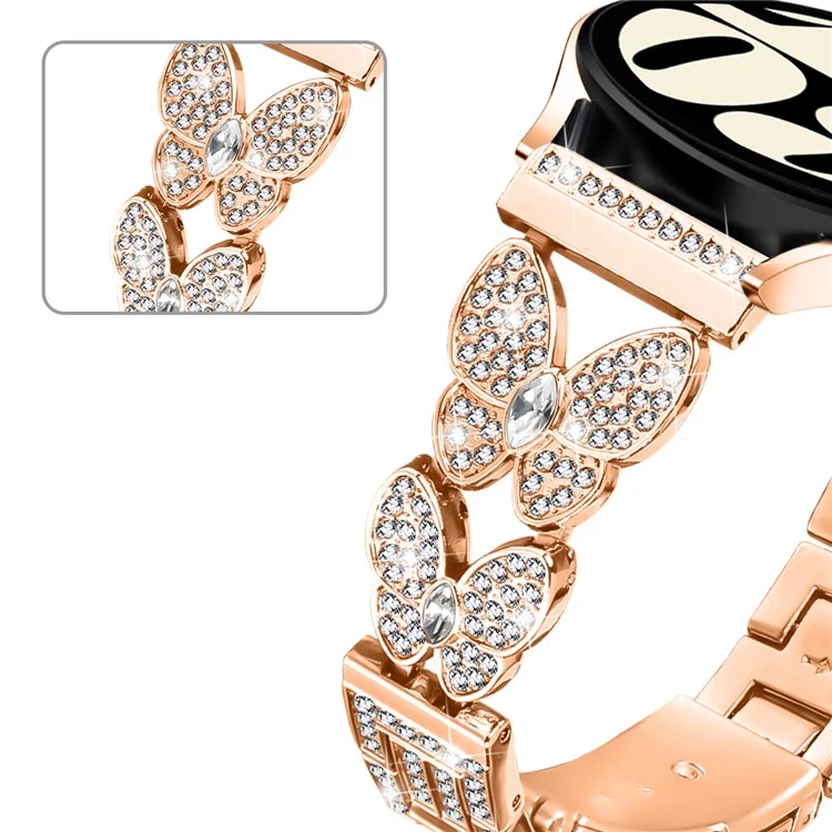 Cinturino per orologio Xiaomi Watch S1 Pro in metallo con decorazione a farfalla e strass - Oro rosa