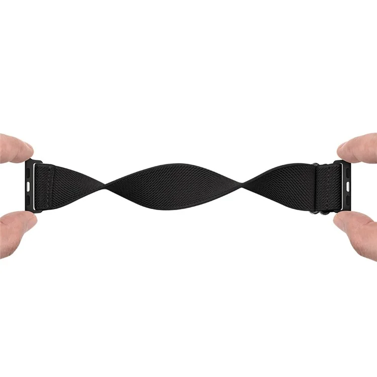 Verstellbares geflochtenes Polyester-Nylon-Uhrenarmband für Apple Watch Series 10 Ultra 9 8 7 SE SE 6 5 4 3 2 1 46mm 49mm 45mm 44mm 42mm - Schwarz