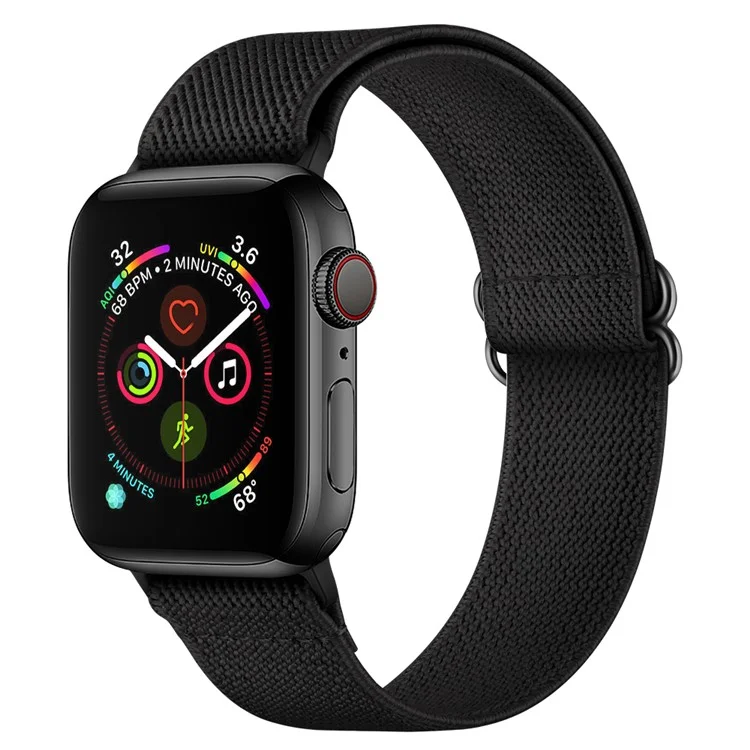 Verstellbares geflochtenes Polyester-Nylon-Uhrenarmband für Apple Watch Series 10 Ultra 9 8 7 SE SE 6 5 4 3 2 1 46mm 49mm 45mm 44mm 42mm - Schwarz