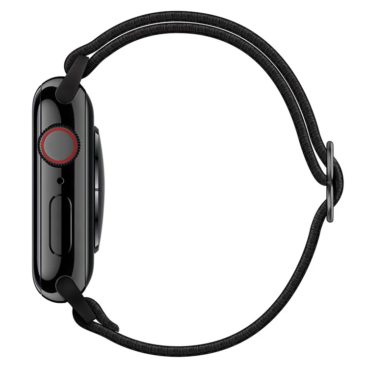 Verstellbares geflochtenes Polyester-Nylon-Uhrenarmband für Apple Watch Series 10 Ultra 9 8 7 SE SE 6 5 4 3 2 1 46mm 49mm 45mm 44mm 42mm - Schwarz