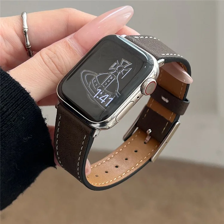 Pulseira de couro para Apple Watch Series 10 9 8 7 SE 6 5 4 3 2 1 42mm 41mm 40mm 38mm, com textura de árvore - Verde escuro