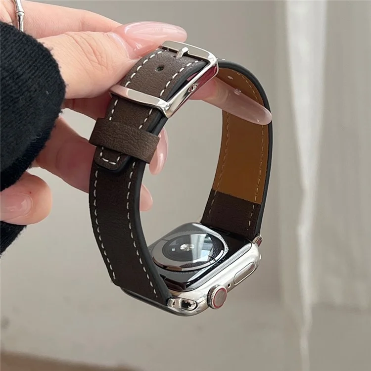 Pulseira de couro para Apple Watch Series 10 9 8 7 SE 6 5 4 3 2 1 42mm 41mm 40mm 38mm, com textura de árvore - Verde escuro