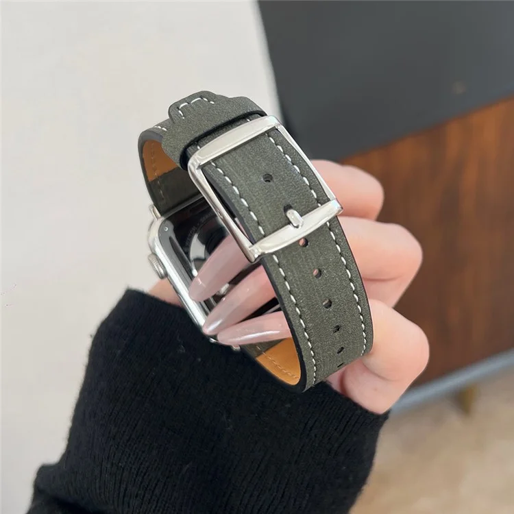 Pulseira de couro para Apple Watch Series 10 9 8 7 SE 6 5 4 3 2 1 42mm 41mm 40mm 38mm, com textura de árvore - Verde escuro