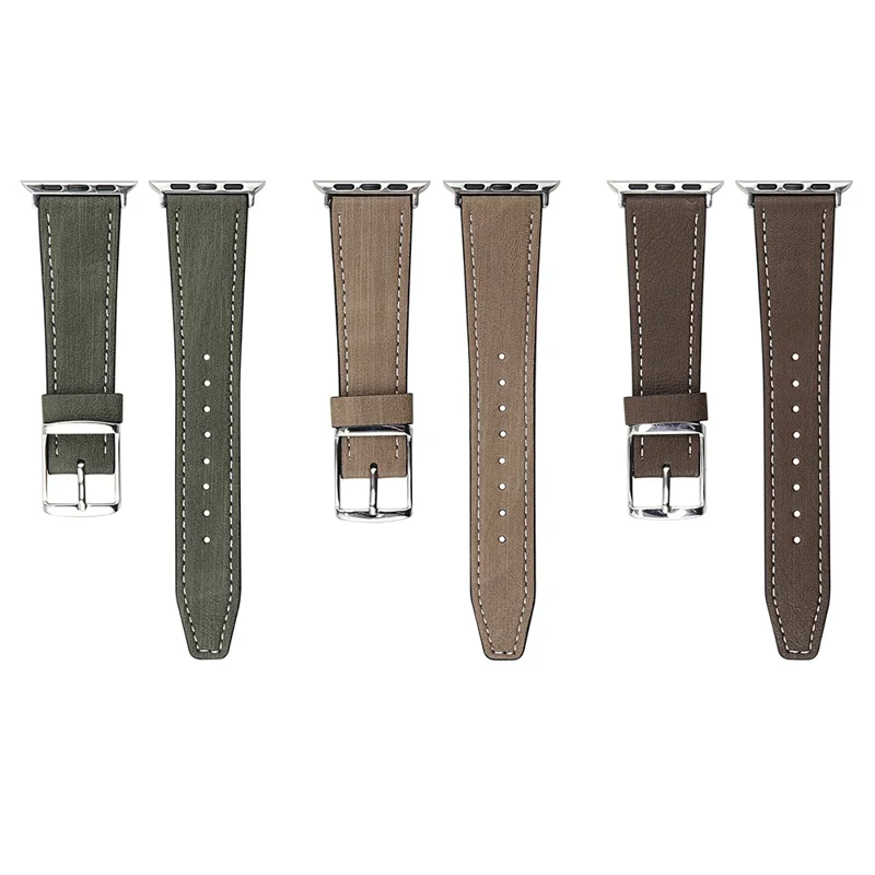 Leather Strap for Apple Watch Series 10 Ultra 9 8 7 SE 6 5 4 3 2 1 46mm 49mm 45mm 44mm 42mm Tree Texture Watch Band - Dark Coffee