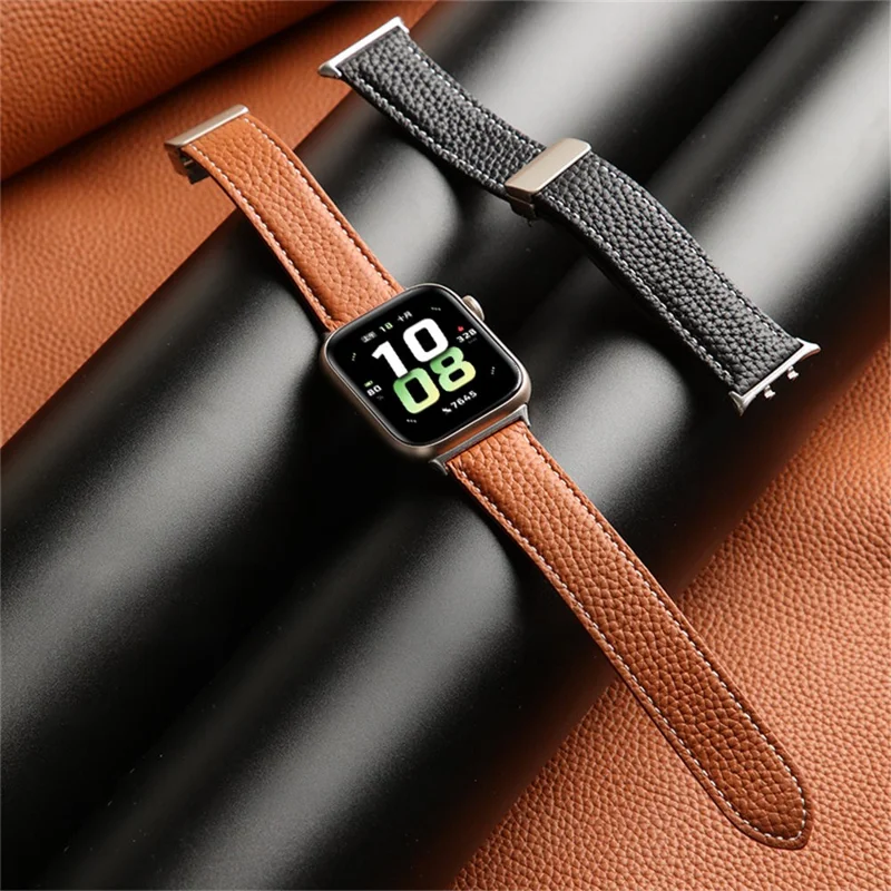 For Honor Watch 5 Leather Strap Magnetic Buckle Smart Watch Wristband - Green
