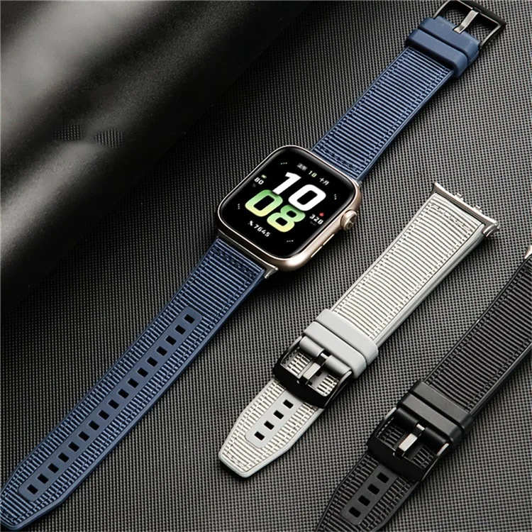 Bracelet de rechange pour montre For Honor Watch 5 en nylon et silicone réglable - Gris