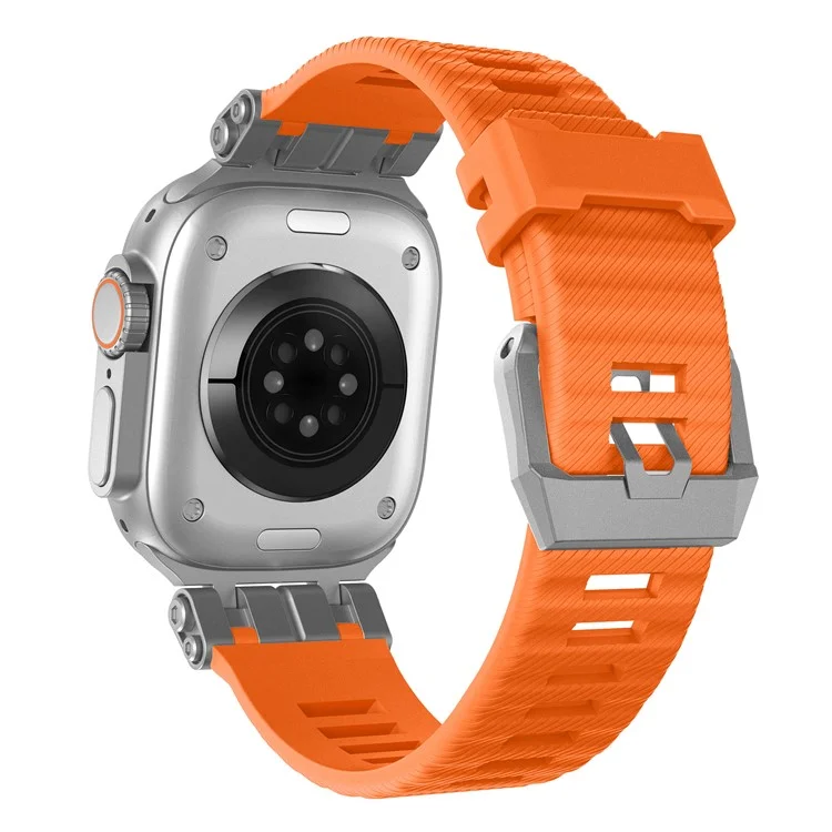 H016 Watch Strap For Apple Watch Series 10 Ultra 9 8 7 SE 6 5 4 3 2 1 46mm 49mm 45mm 44mm 42mm TPU Watch Band - Titanium Orange
