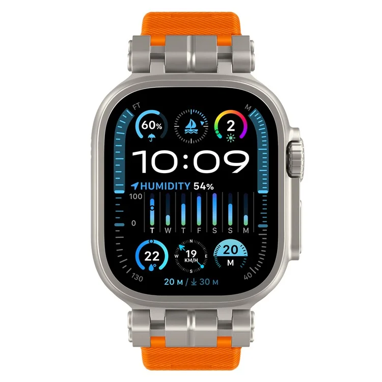 H016 Watch Strap For Apple Watch Series 10 Ultra 9 8 7 SE 6 5 4 3 2 1 46mm 49mm 45mm 44mm 42mm TPU Watch Band - Titanium Orange