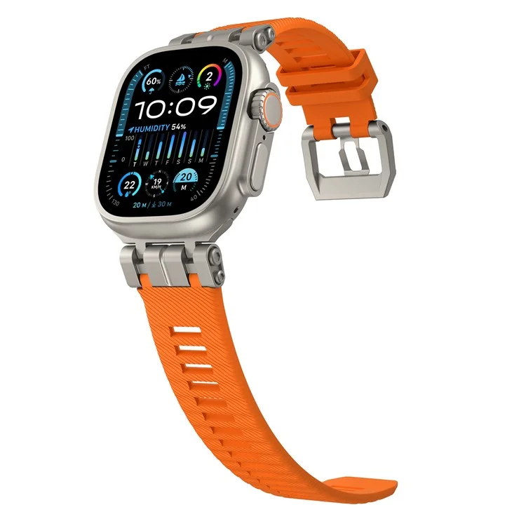 H016 Watch Strap For Apple Watch Series 10 Ultra 9 8 7 SE 6 5 4 3 2 1 46mm 49mm 45mm 44mm 42mm TPU Watch Band - Titanium Orange