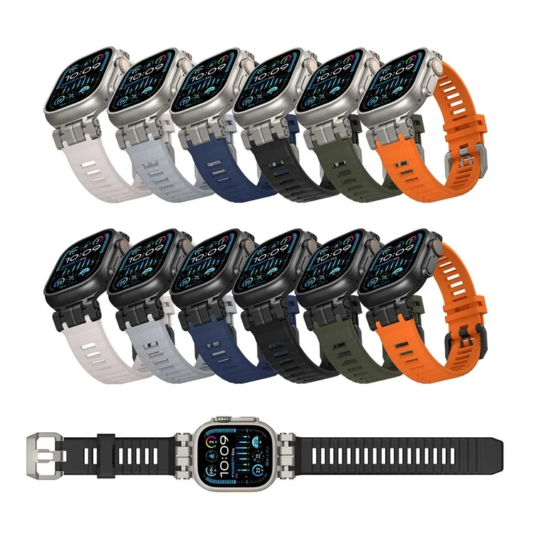 H016 Watch Strap For Apple Watch Series 10 Ultra 9 8 7 SE 6 5 4 3 2 1 46mm 49mm 45mm 44mm 42mm TPU Watch Band - Titanium Orange