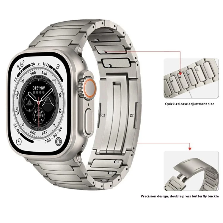 Титановый металлический ремешок для Apple Watch Series 10 9 8 7 SE 6 5 4 3 2 1 42 мм 41 мм 40 мм 38 мм, одноэлементный ремешок с быстрым отпусканием - Титан