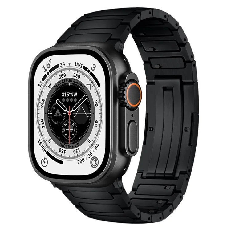 Титановый металлический ремешок для Apple Watch Series 10 Ultra 9 8 7 SE 6 5 4 3 2 1 46 мм 49 мм 45 мм 44 мм 42 мм, одноэлементный ремешок с быстрым высвобождением - черный