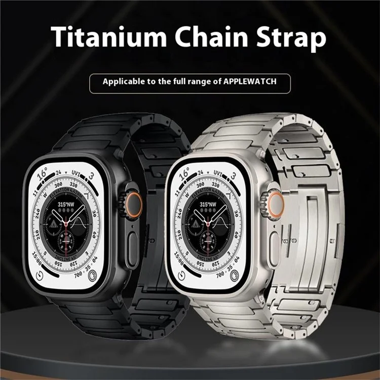 Титановый металлический ремешок для Apple Watch Series 10 Ultra 9 8 7 SE 6 5 4 3 2 1 46 мм 49 мм 45 мм 44 мм 42 мм, одноэлементный ремешок с быстрым высвобождением - черный