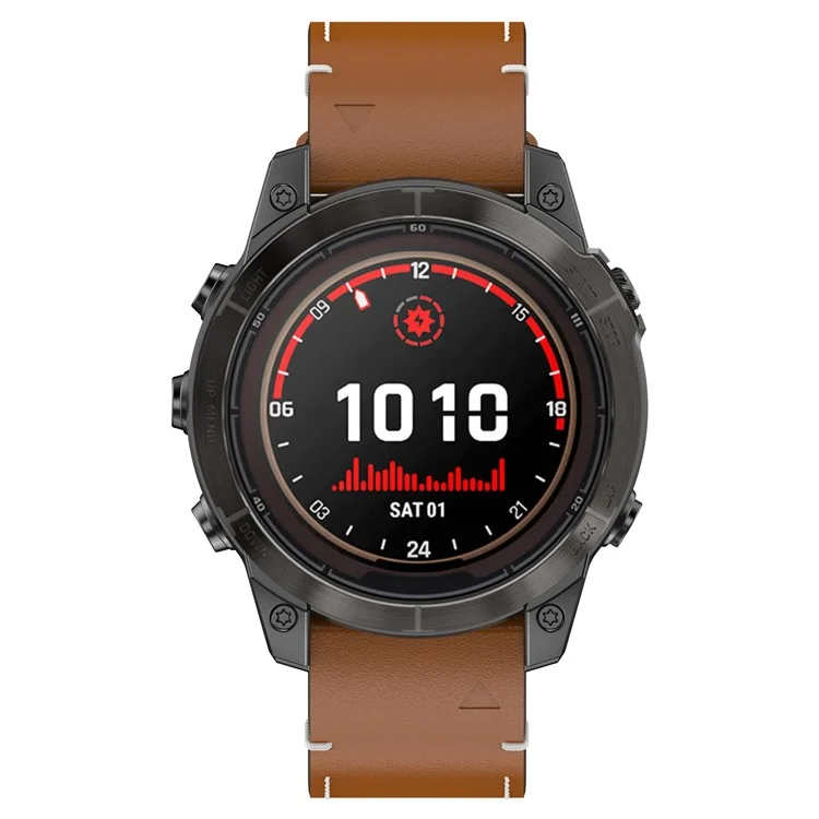 Ремешок для часов 22 мм для Garmin Fenix 8 47 мм / 7 / 6 / 5 с быстрым высвобождением, натуральная кожа - коричневый / черная пряжка