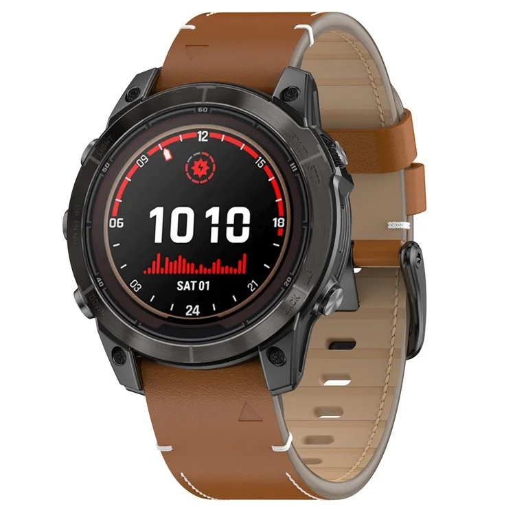 Ремешок для часов 22 мм для Garmin Fenix 8 47 мм / 7 / 6 / 5 с быстрым высвобождением, натуральная кожа - коричневый / черная пряжка