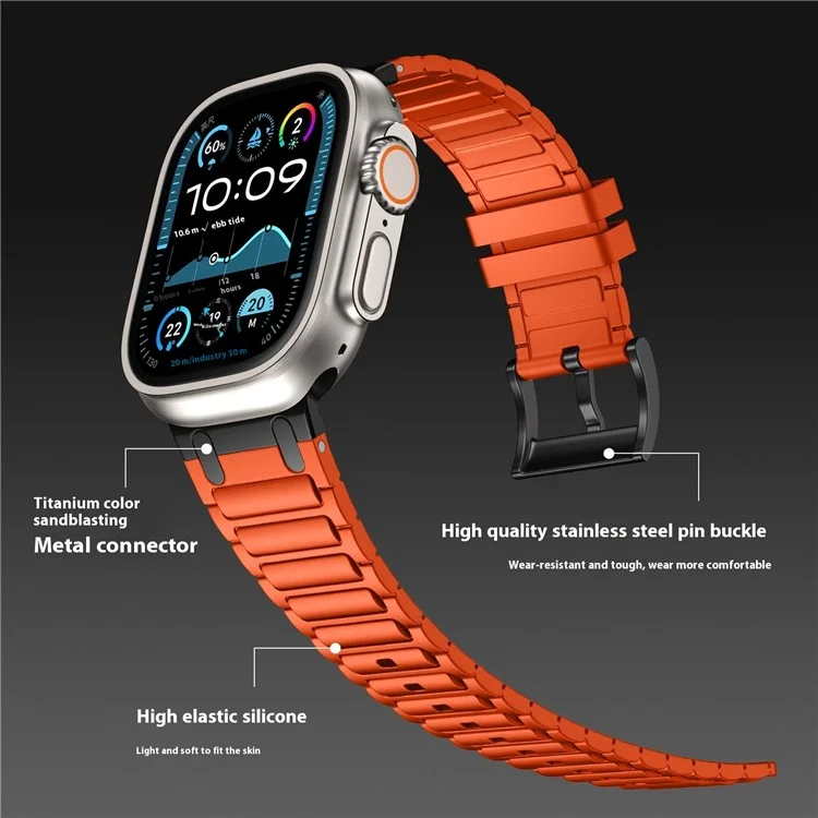 Verstärkter Silikon-Armband für Apple Watch Series 10 9 8 7 SE 6 5 4 3 2 1 42mm 41mm 40mm 38mm - Mitternacht