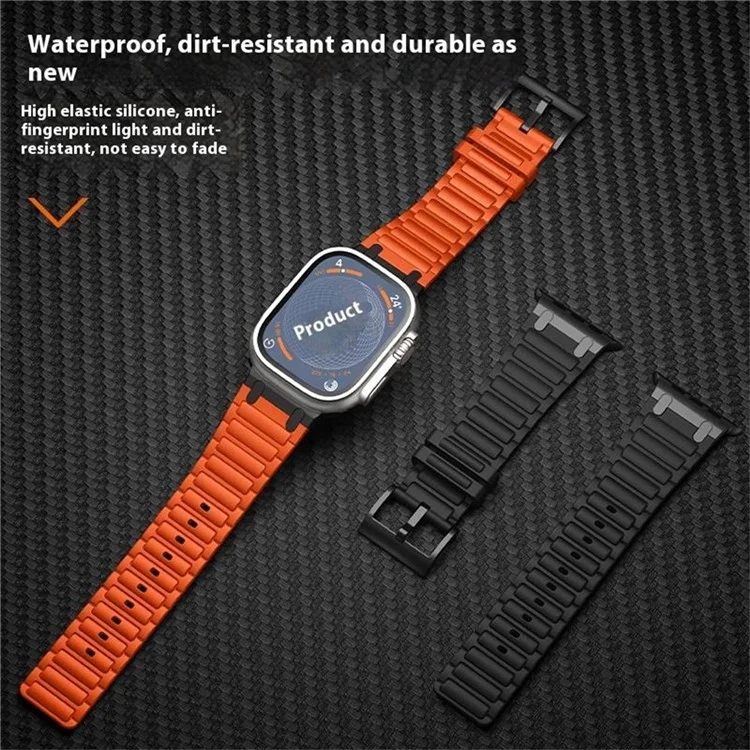 Verstärkter Silikon-Armband für Apple Watch Series 10 9 8 7 SE 6 5 4 3 2 1 42mm 41mm 40mm 38mm - Mitternacht