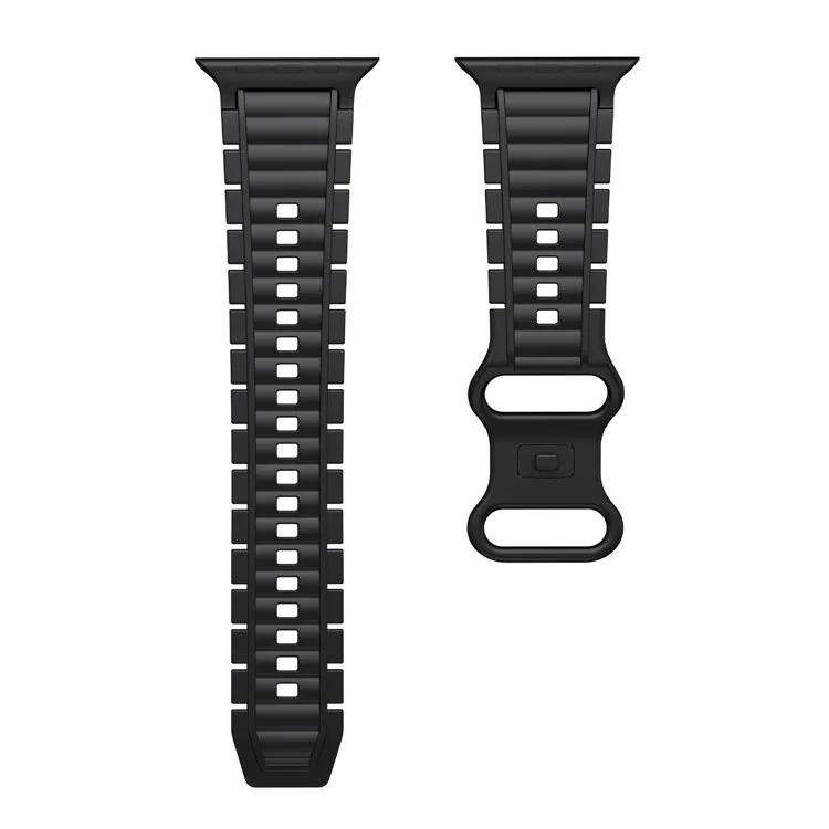 Sport Watch Strap for Apple Watch Series 10 9 8 7 SE 6 5 4 3 2 1 42mm 41mm 40mm 38mm Hydrogenated Nitrile Butadiene Rubber Band - Black