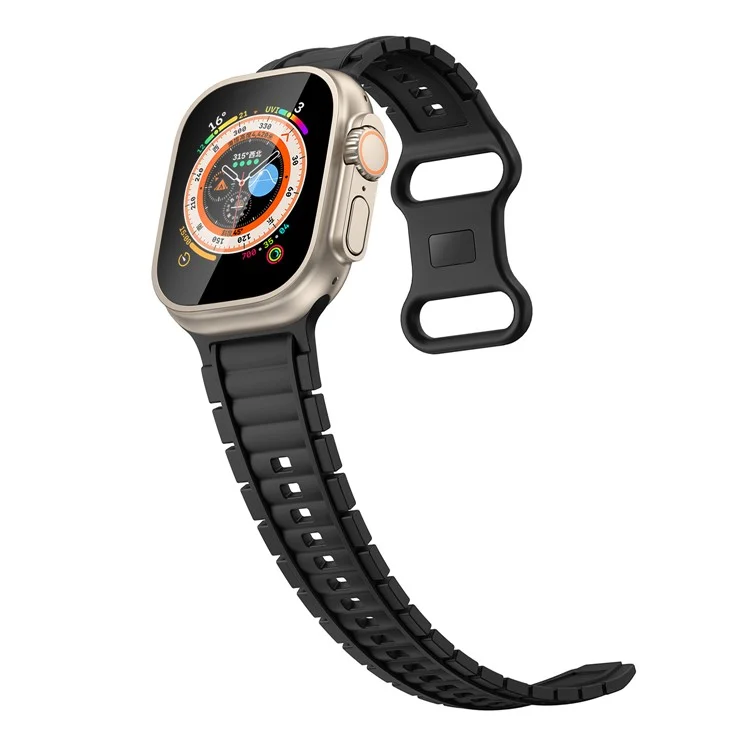 Sport Watch Strap for Apple Watch Series 10 9 8 7 SE 6 5 4 3 2 1 42mm 41mm 40mm 38mm Hydrogenated Nitrile Butadiene Rubber Band - Black