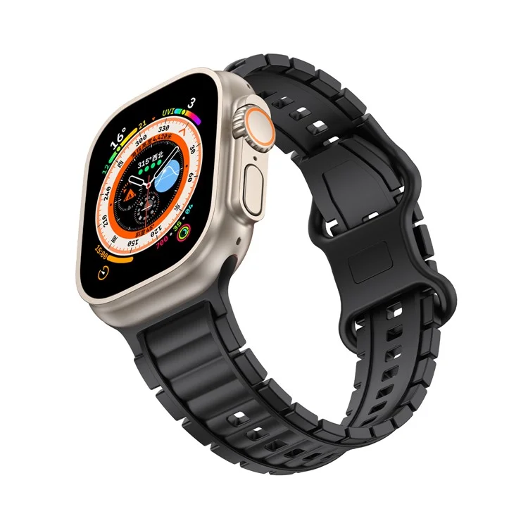 Sport Watch Strap for Apple Watch Series 10 9 8 7 SE 6 5 4 3 2 1 42mm 41mm 40mm 38mm Hydrogenated Nitrile Butadiene Rubber Band - Black